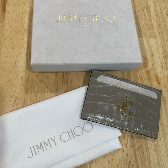 Jimmy Choo grey Cros embossed card slot BNWOT - Picture 2 of 8